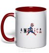 Mug with a colored handle America Captain red фото