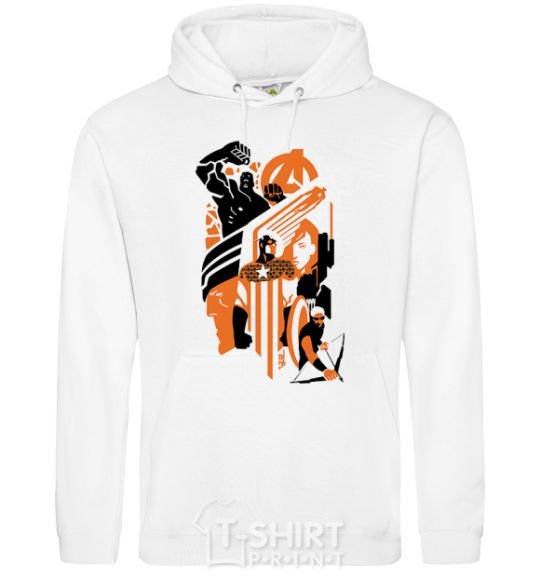 Men`s hoodie Avengers orange black White фото