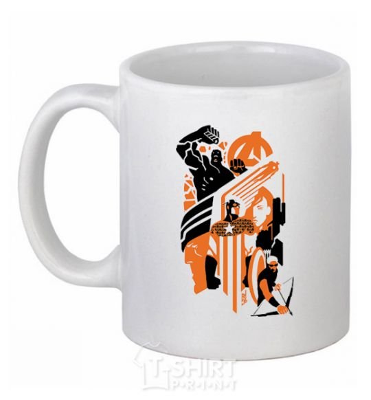 Ceramic mug Avengers orange black White фото