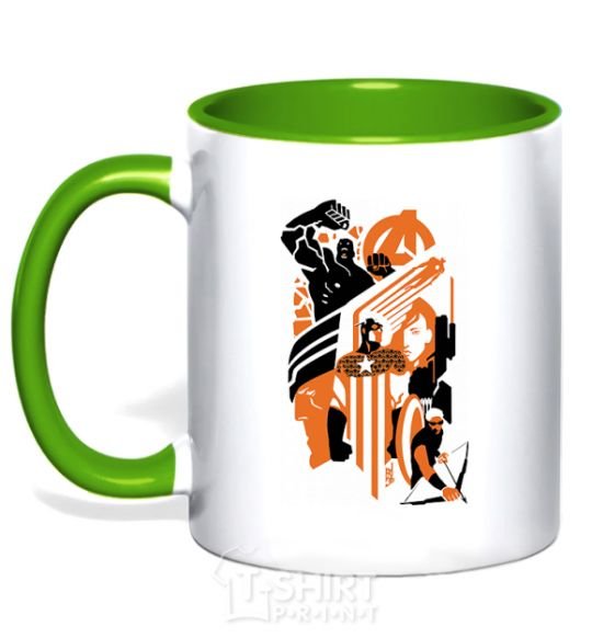Mug with a colored handle Avengers orange black kelly-green фото
