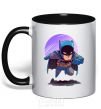 Mug with a colored handle Batman print black фото