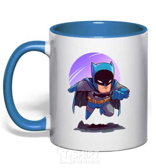 Mug with a colored handle Batman print royal-blue фото