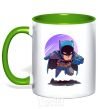 Mug with a colored handle Batman print kelly-green фото