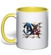Mug with a colored handle Captain America Avengers yellow фото