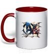Mug with a colored handle Captain America Avengers red фото