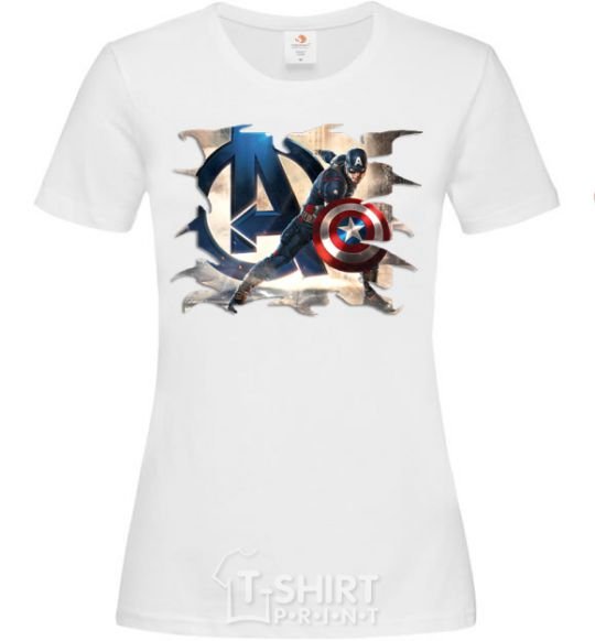 Women's T-shirt Captain America Avengers White фото