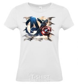 Women's T-shirt Marvel logo red white black фото