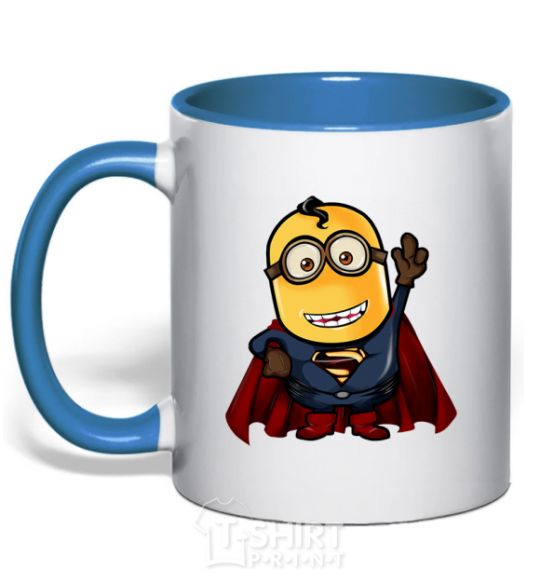 Mug with a colored handle Super Minion royal-blue фото