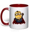 Mug with a colored handle Super Minion red фото