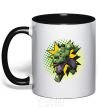 Mug with a colored handle Hulk explosion black фото