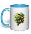 Mug with a colored handle Hulk explosion sky-blue фото