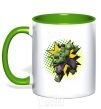 Mug with a colored handle Hulk explosion kelly-green фото