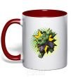 Mug with a colored handle Hulk explosion red фото