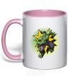 Mug with a colored handle Hulk explosion light-pink фото