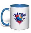 Mug with a colored handle Supermen comic royal-blue фото