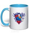 Mug with a colored handle Supermen comic sky-blue фото