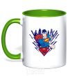 Mug with a colored handle Supermen comic kelly-green фото