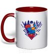 Mug with a colored handle Supermen comic red фото