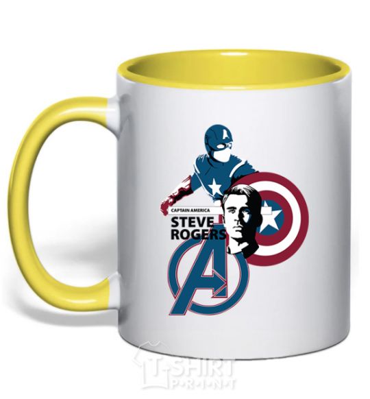 Mug with a colored handle Steve Rogers yellow фото