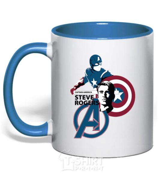 Mug with a colored handle Steve Rogers royal-blue фото