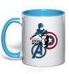 Mug with a colored handle Steve Rogers sky-blue фото