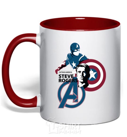 Mug with a colored handle Steve Rogers red фото