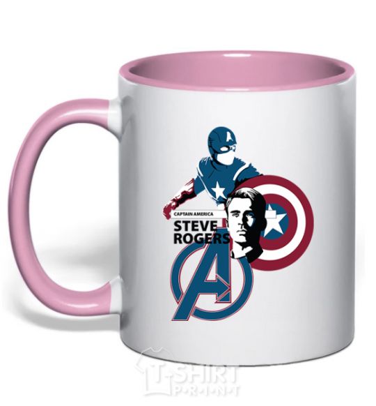 Mug with a colored handle Steve Rogers light-pink фото