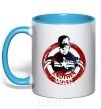 Mug with a colored handle Another war sky-blue фото