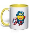 Mug with a colored handle Minion Captain yellow фото