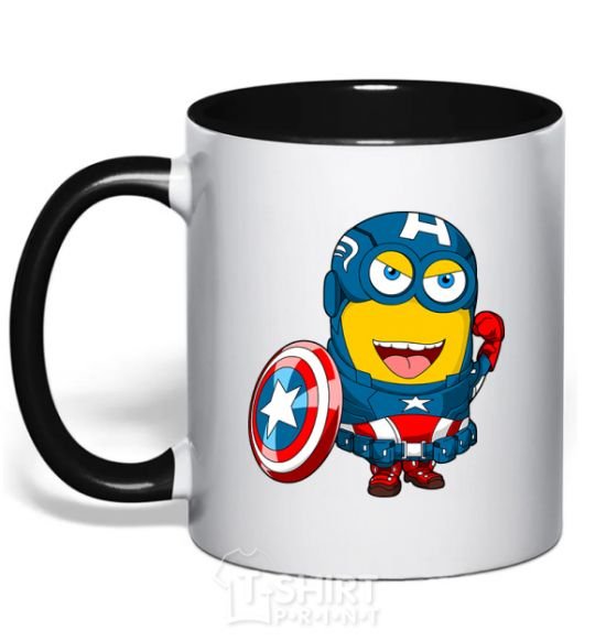 Mug with a colored handle Minion Captain black фото