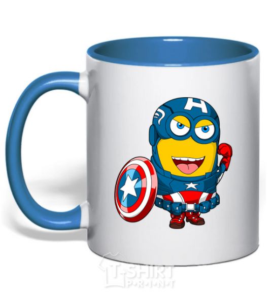 Mug with a colored handle Minion Captain royal-blue фото