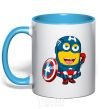 Mug with a colored handle Minion Captain sky-blue фото