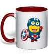 Mug with a colored handle Minion Captain red фото