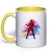 Mug with a colored handle Deadpool Explosion yellow фото