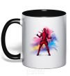 Mug with a colored handle Deadpool Explosion black фото