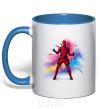 Mug with a colored handle Deadpool Explosion royal-blue фото
