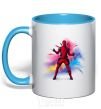 Mug with a colored handle Deadpool Explosion sky-blue фото