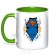 Mug with a colored handle Superman shirt kelly-green фото