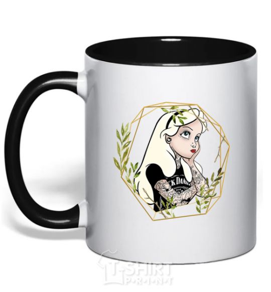 Mug with a colored handle Princess Jack Daniels black фото