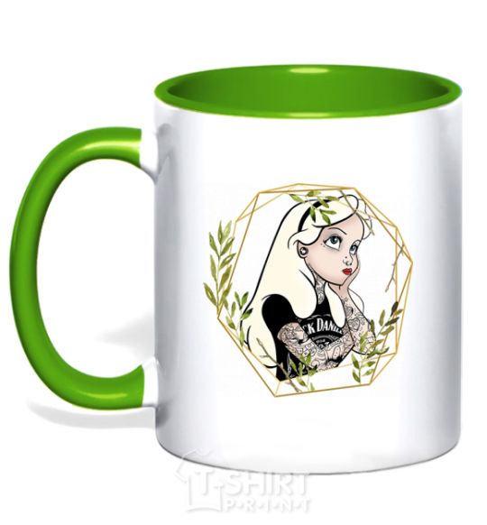 Mug with a colored handle Princess Jack Daniels kelly-green фото