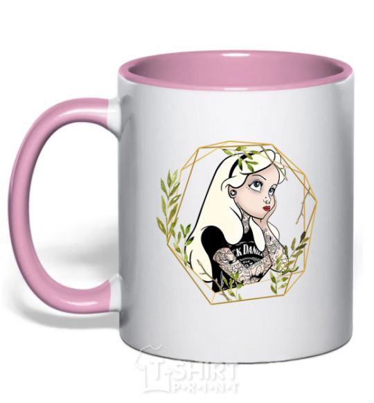 Mug with a colored handle Princess Jack Daniels light-pink фото