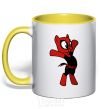 Mug with a colored handle Deadpool Pony yellow фото