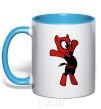 Mug with a colored handle Deadpool Pony sky-blue фото