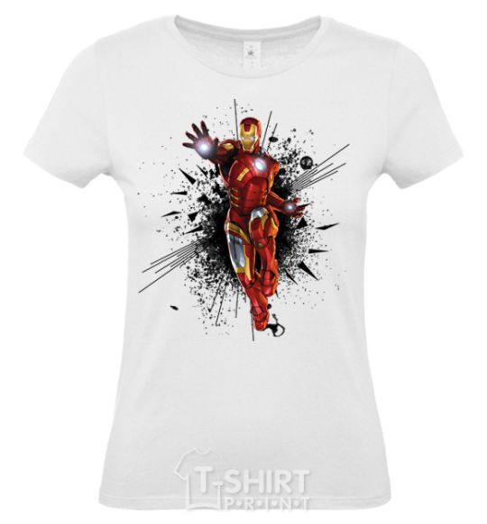 Women's T-shirt The Iron Man explosion White фото