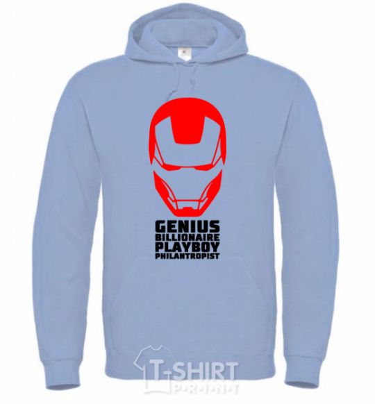 Men`s hoodie Genius billionaire playboy philantropist sky-blue фото