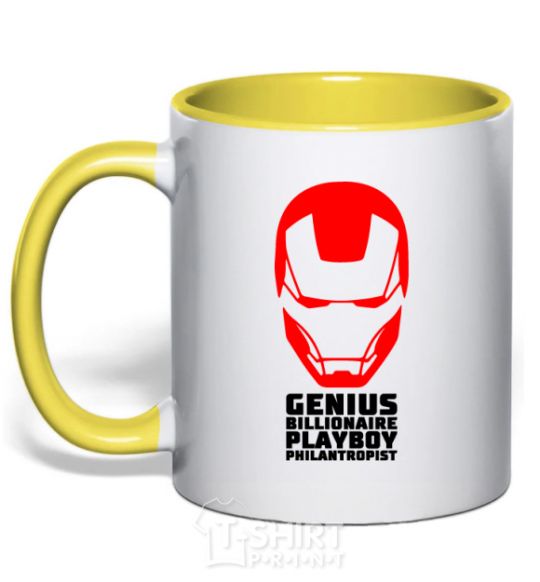 Mug with a colored handle Genius billionaire playboy philantropist yellow фото