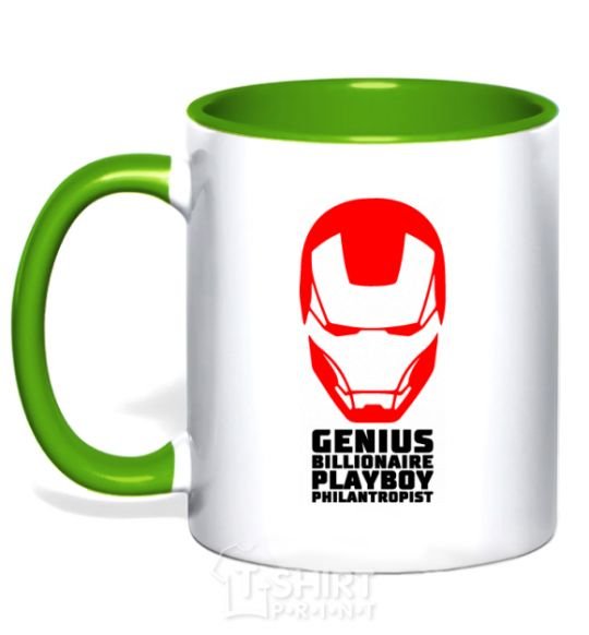 Mug with a colored handle Genius billionaire playboy philantropist kelly-green фото