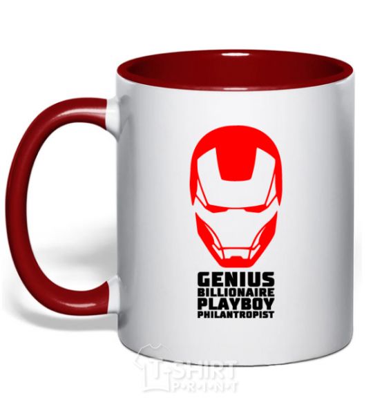 Mug with a colored handle Genius billionaire playboy philantropist red фото