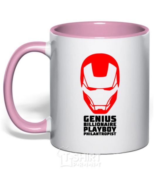 Mug with a colored handle Genius billionaire playboy philantropist light-pink фото