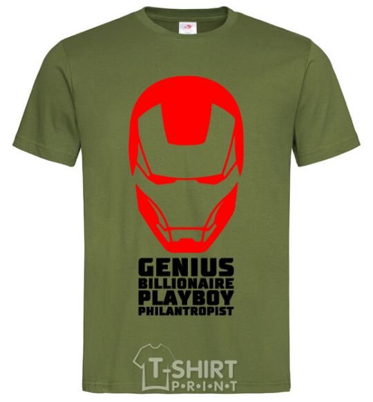 Мужская футболка Genius billionaire playboy philantropist Оливковый фото
